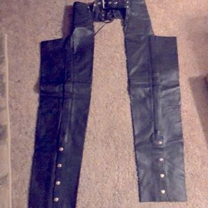 Genuine “Classic” Black Leather Motorcycle Chaps!!